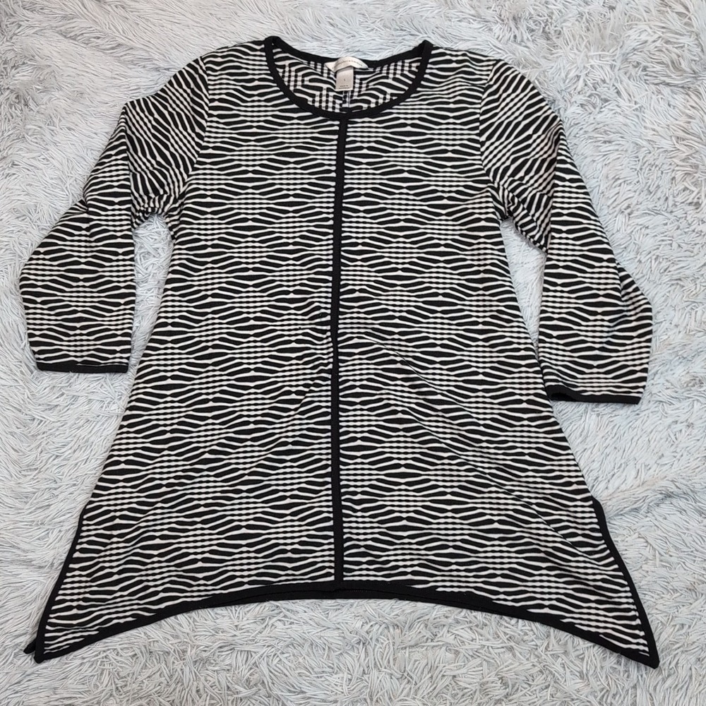 Christopher & Banks Shirt Womens S Black White Top Lightweight Casual Comfort